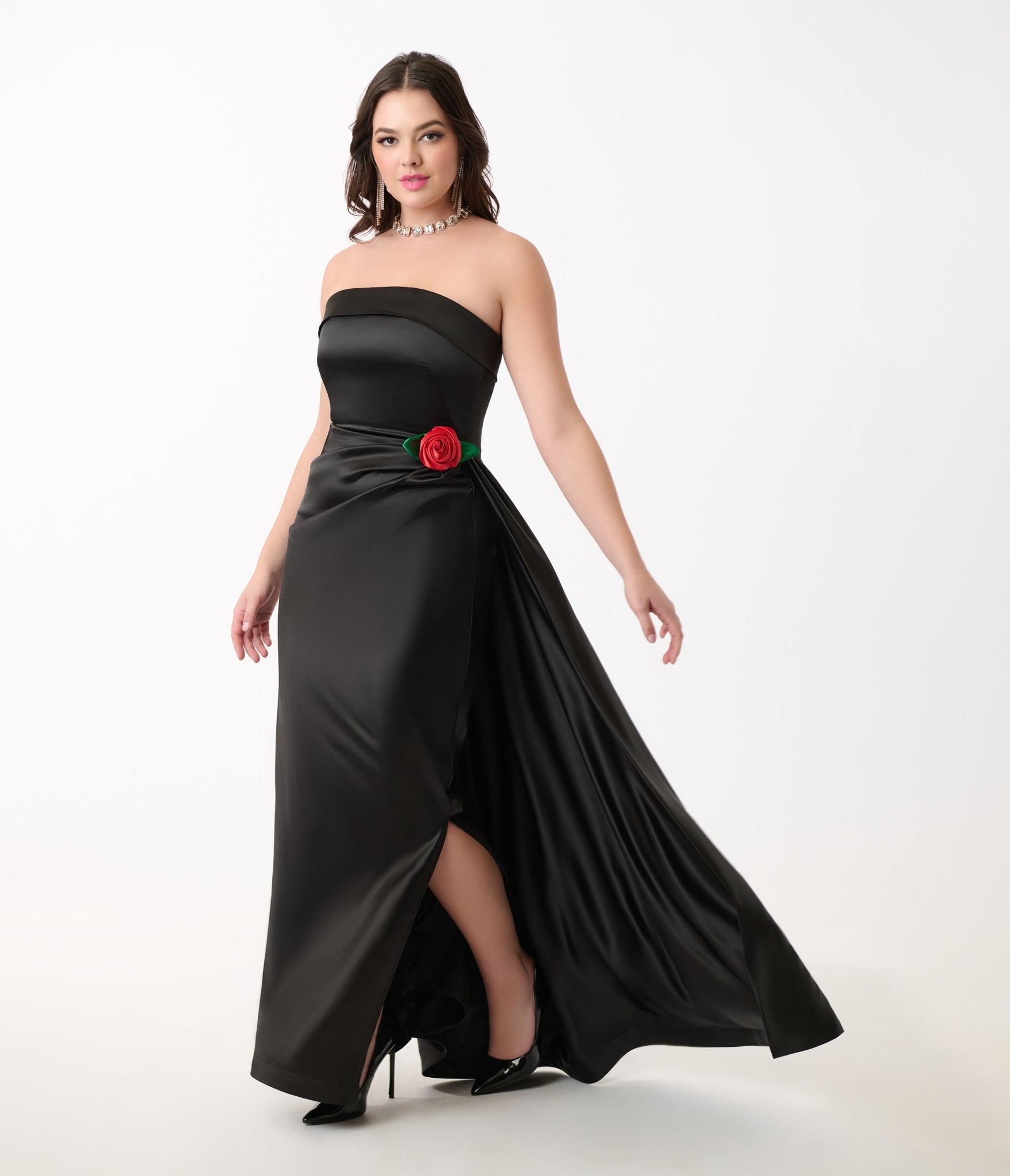 Unique Vintage 1950s Black Satin Strapless Enchanted Evening Gown - Unique Vintage - Womens, DRESSES, PROM & SPECIAL OCCASION